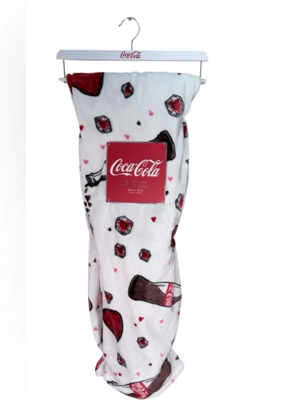 Coca Cola Velvet Plush Throw Blanket 60x70 Coke Bottle Hearts coke a cola New